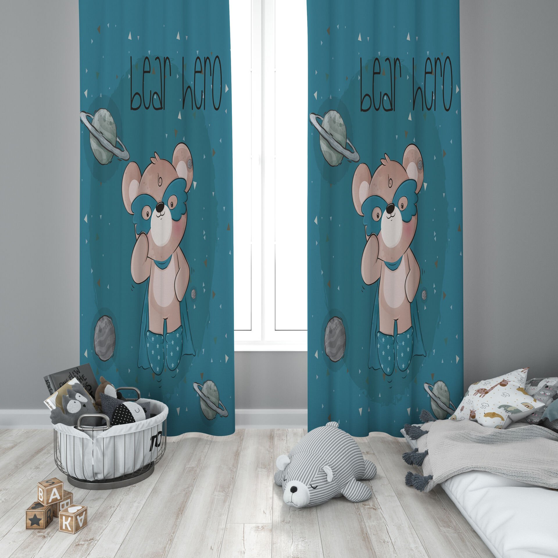 Dijital Baskı Çift Kanat Çocuk Odası Fon Perde