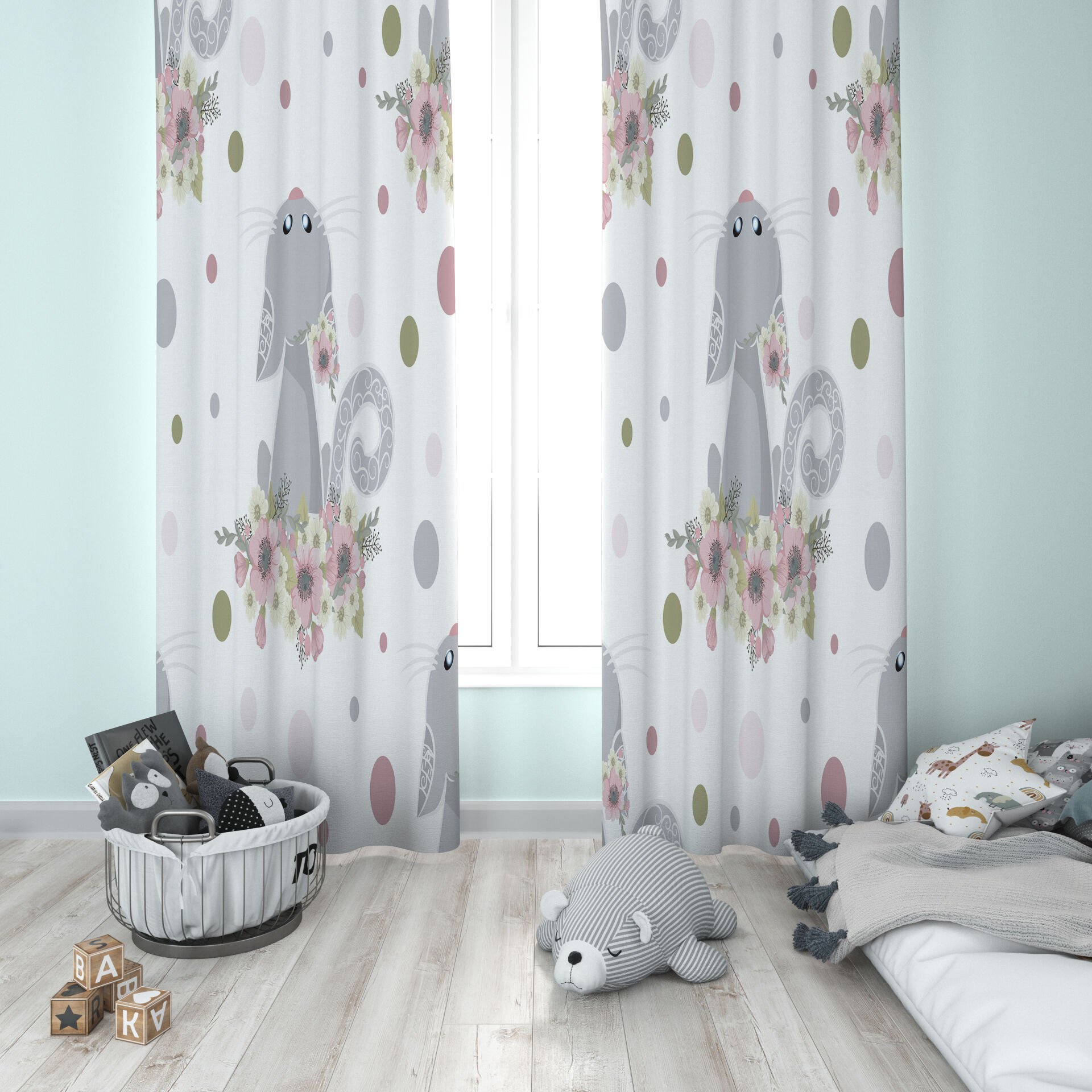 Dijital Baskı Çift Kanat Çocuk Odası Fon Perde