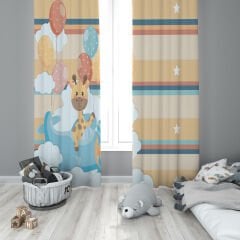 Dijital Baskı Çift Kanat Çocuk Odası Fon Perde