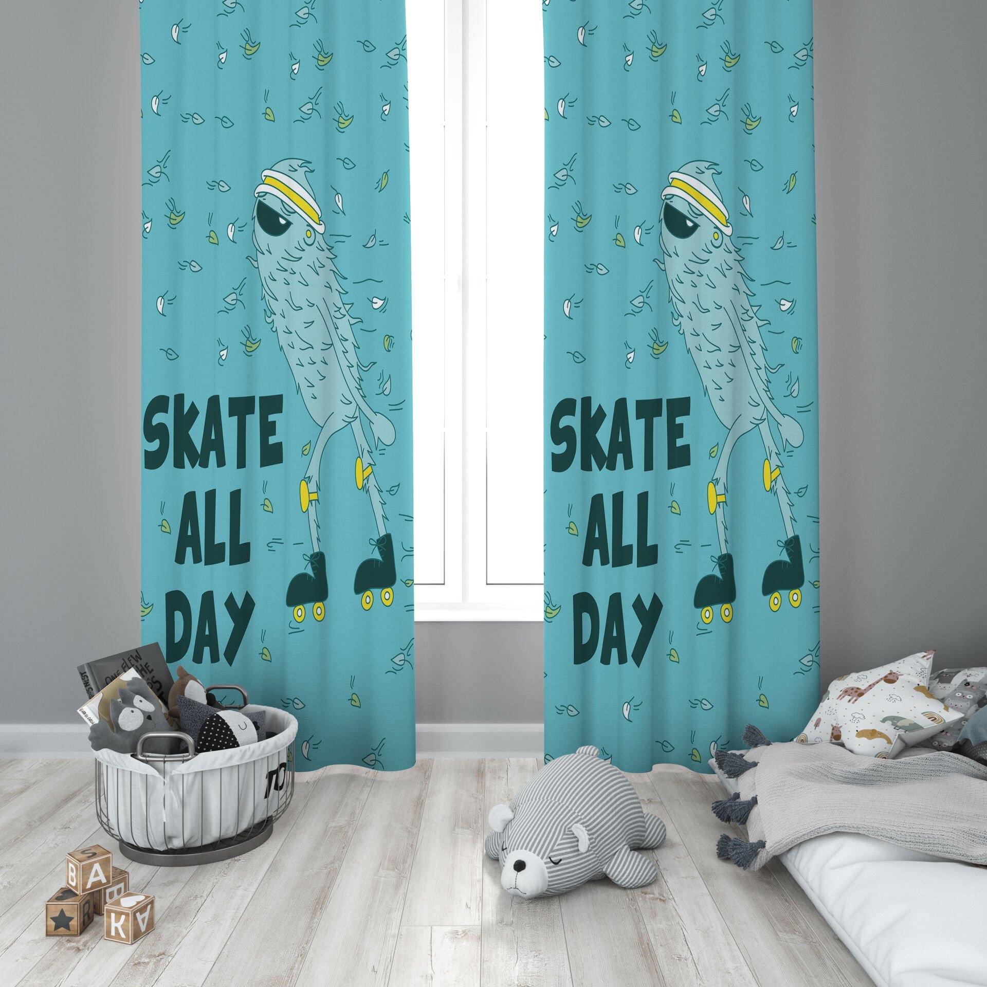 Dijital Baskı Çift Kanat Çocuk Odası Fon Perde