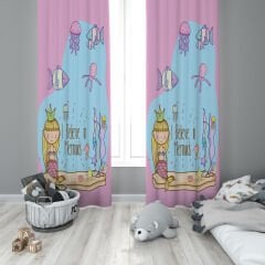 Dijital Baskı Çift Kanat Çocuk Odası Fon Perde