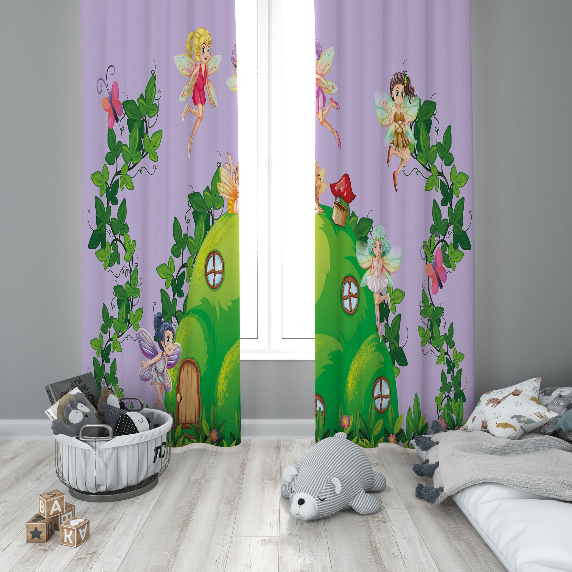 Dijital Baskı Çift Kanat Çocuk Odası Fon Perde