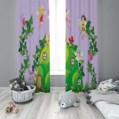 Dijital Baskı Çift Kanat Çocuk Odası Fon Perde