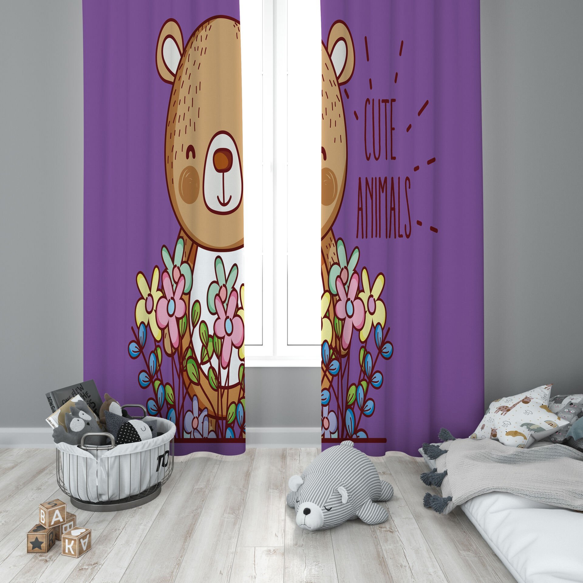 Dijital Baskı Çift Kanat Çocuk Odası Fon Perde