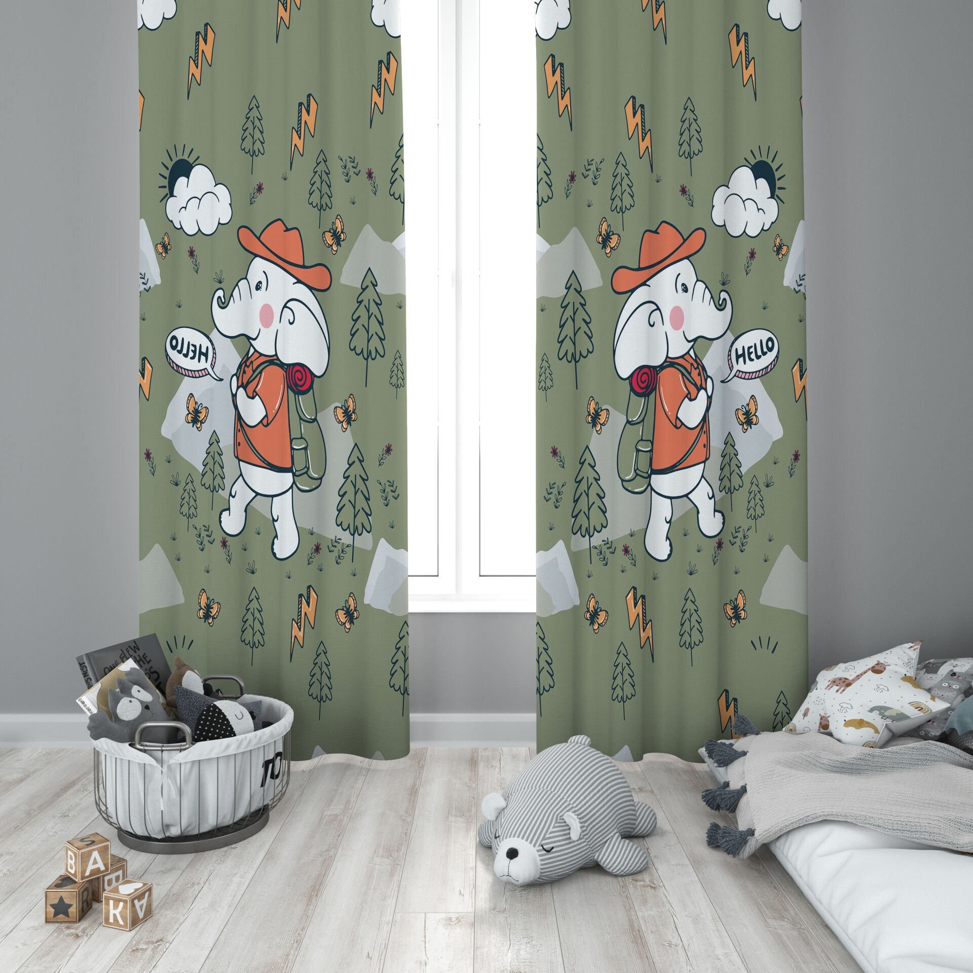 Dijital Baskı Çift Kanat Çocuk Odası Fon Perde