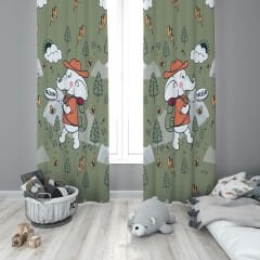 Dijital Baskı Çift Kanat Çocuk Odası Fon Perde