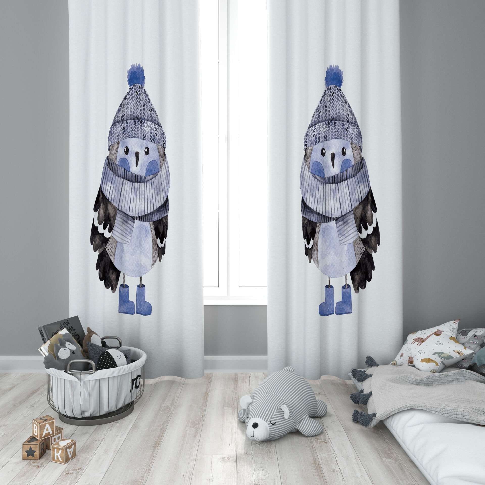 Dijital Baskı Çift Kanat Çocuk Odası Fon Perde