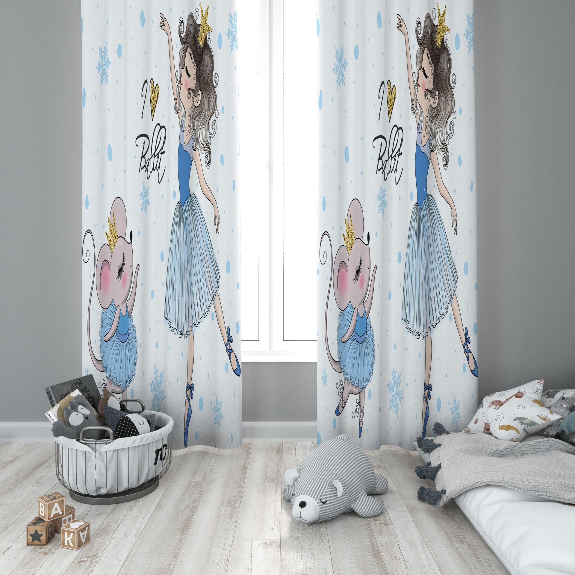 Dijital Baskı Çift Kanat Çocuk Odası Fon Perde