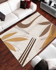 Kahverengi Çiçek Salon Halısı