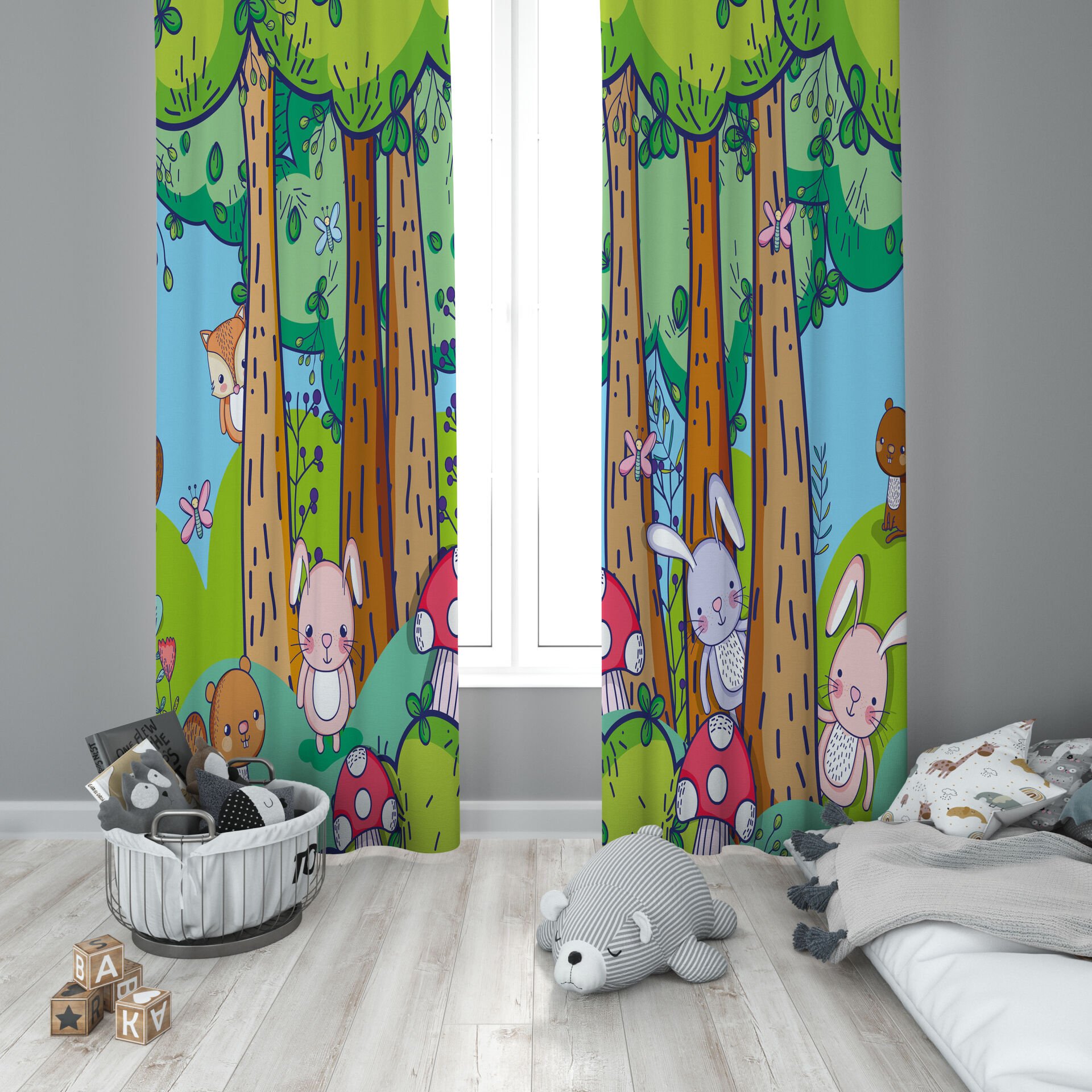 Dijital Baskı Çift Kanat Çocuk Odası Fon Perde