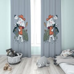 Dijital Baskı Çift Kanat Çocuk Odası Fon Perde