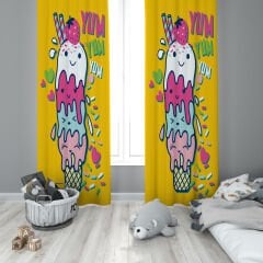 Dijital Baskı Çift Kanat Çocuk Odası Fon Perde