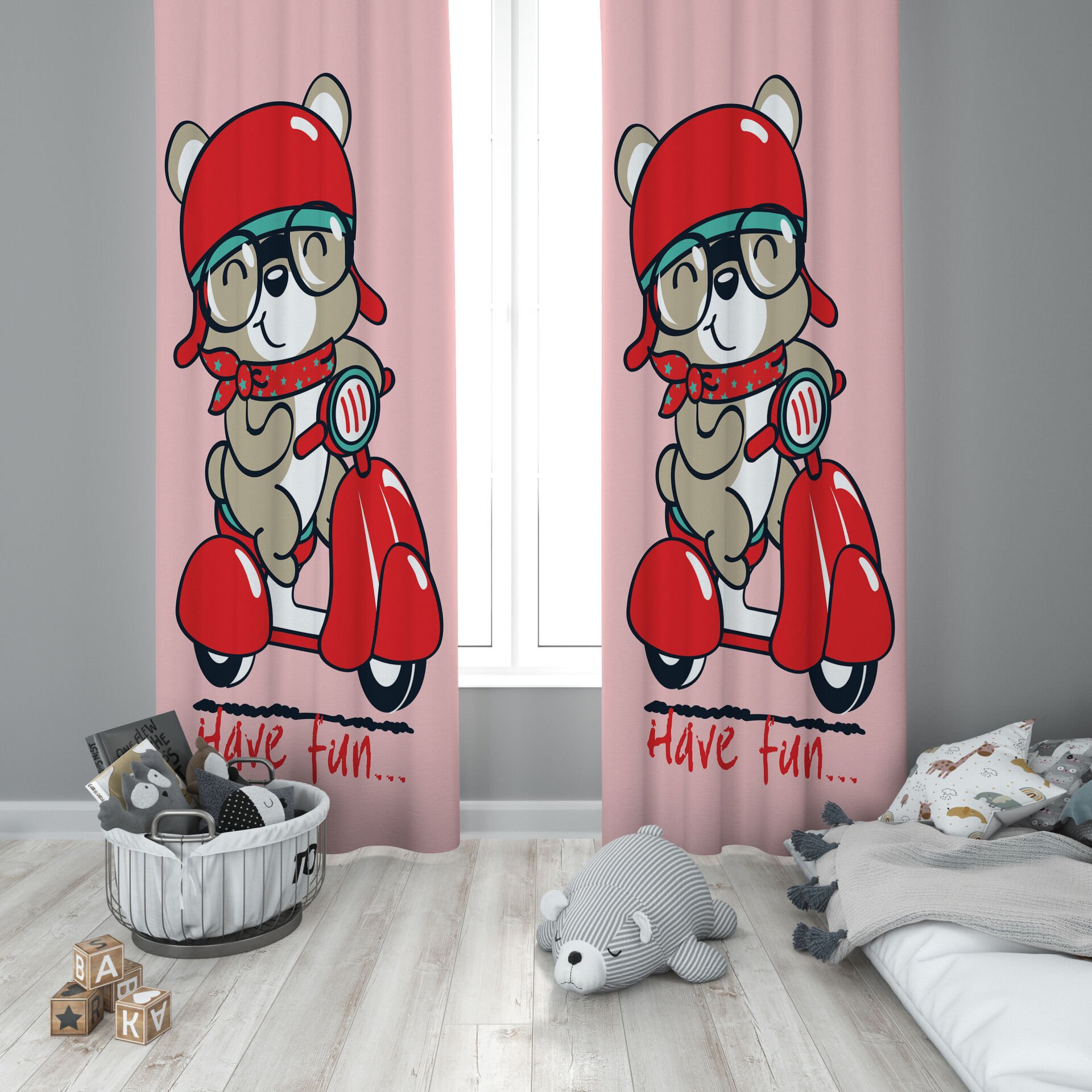 Dijital Baskı Çift Kanat Çocuk Odası Fon Perde