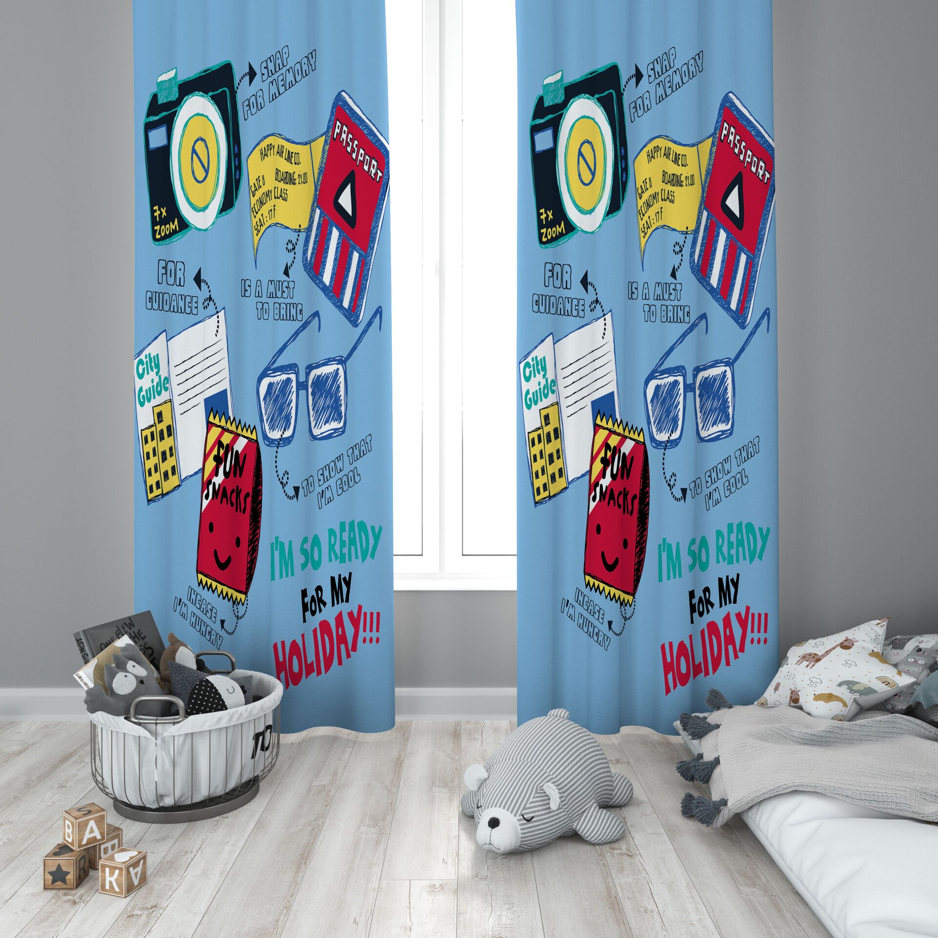 Dijital Baskı Çift Kanat Çocuk Odası Fon Perde