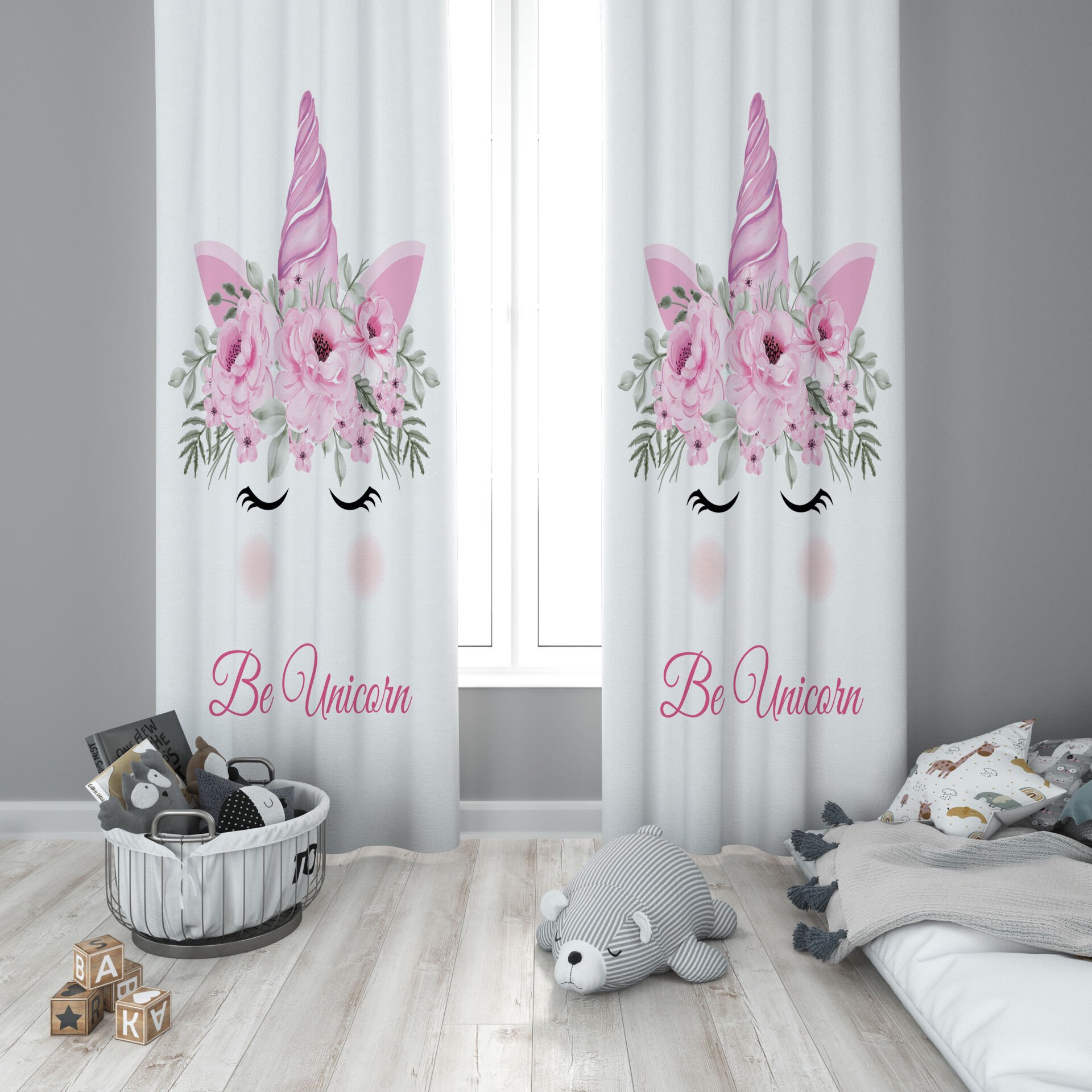 Dijital Baskı Çift Kanat Çocuk Odası Fon Perde