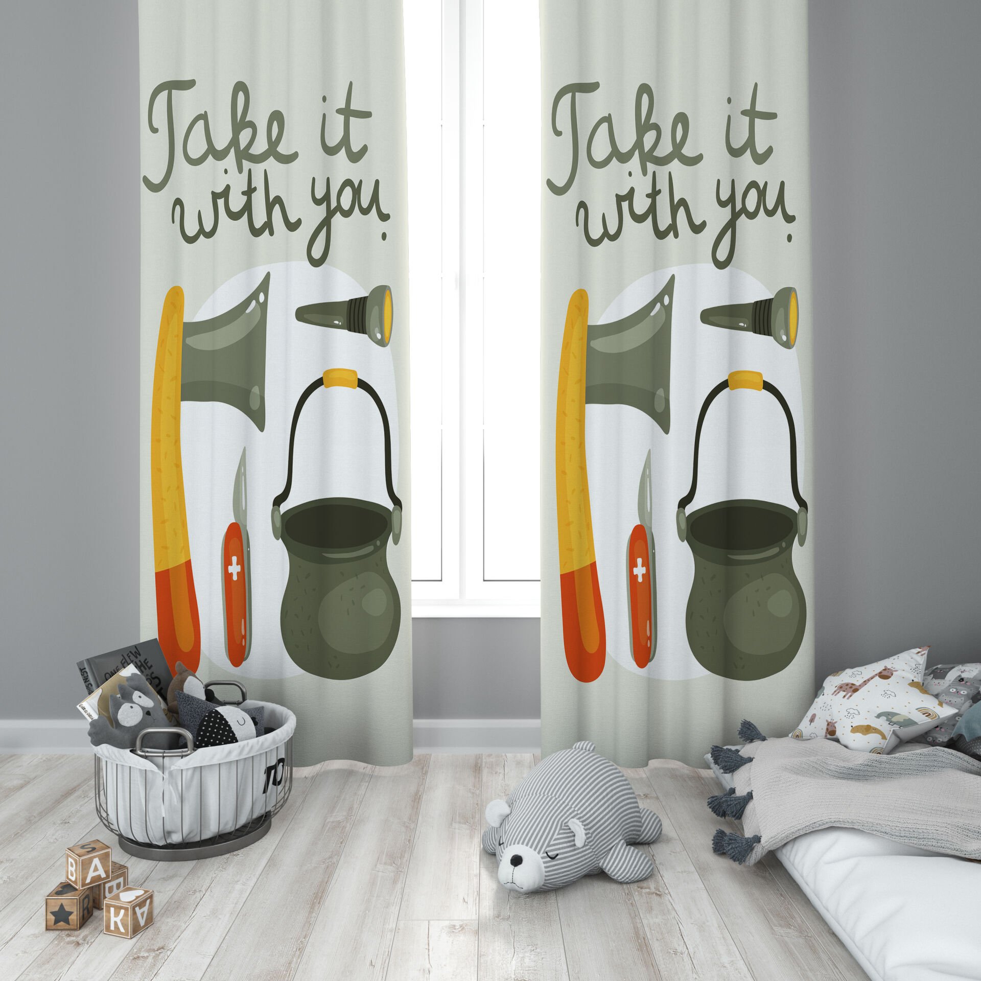 Dijital Baskı Çift Kanat Çocuk Odası Fon Perde