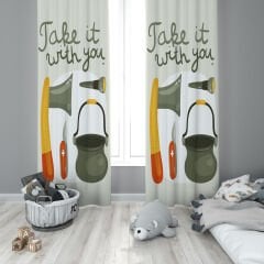 Dijital Baskı Çift Kanat Çocuk Odası Fon Perde