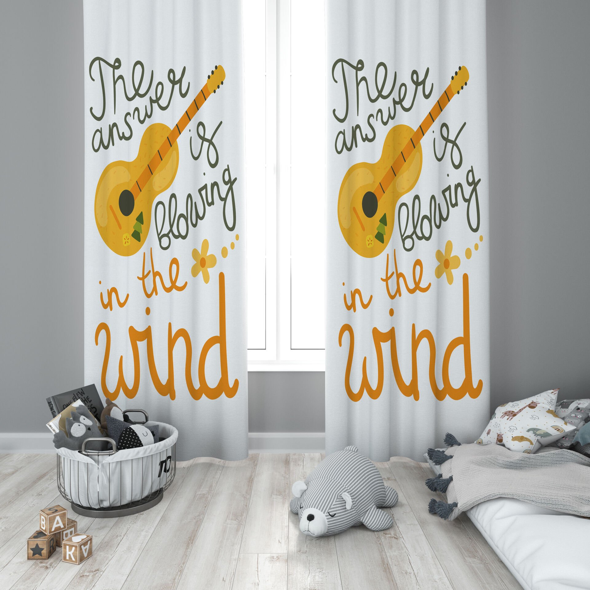 Dijital Baskı Çift Kanat Çocuk Odası Fon Perde