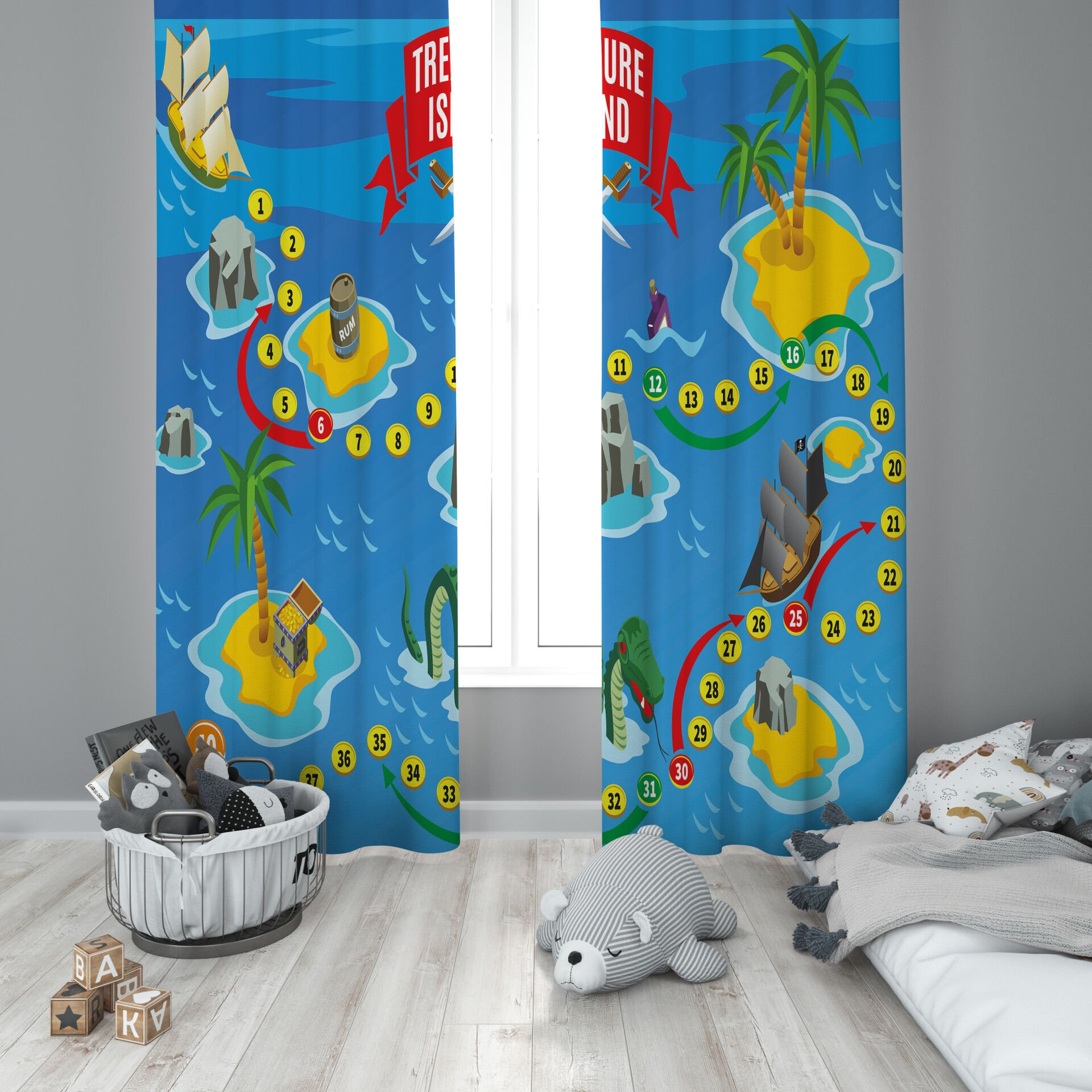 Dijital Baskı Çift Kanat Çocuk Odası Fon Perde