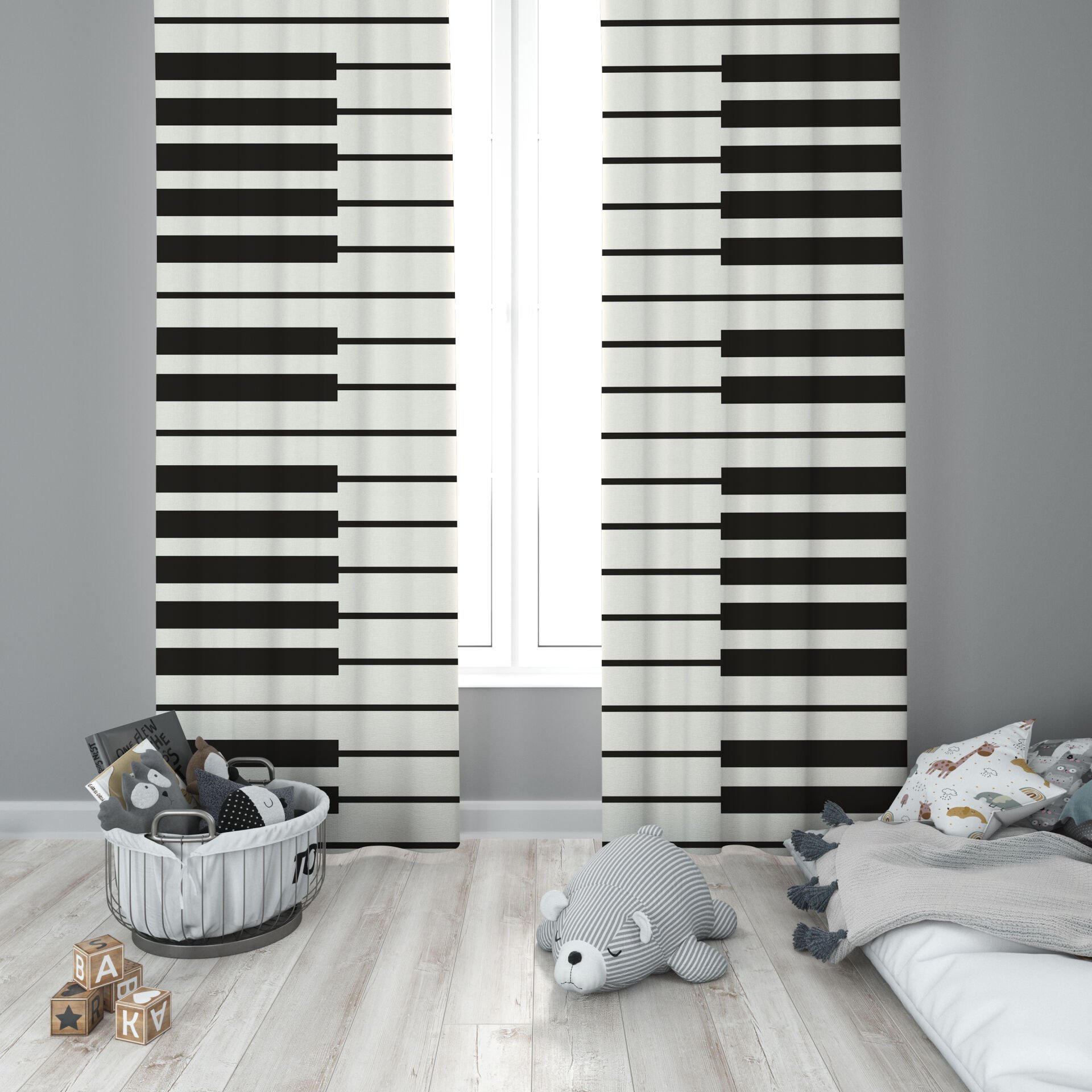 Dijital Baskı Çift Kanat Çocuk Odası Fon Perde