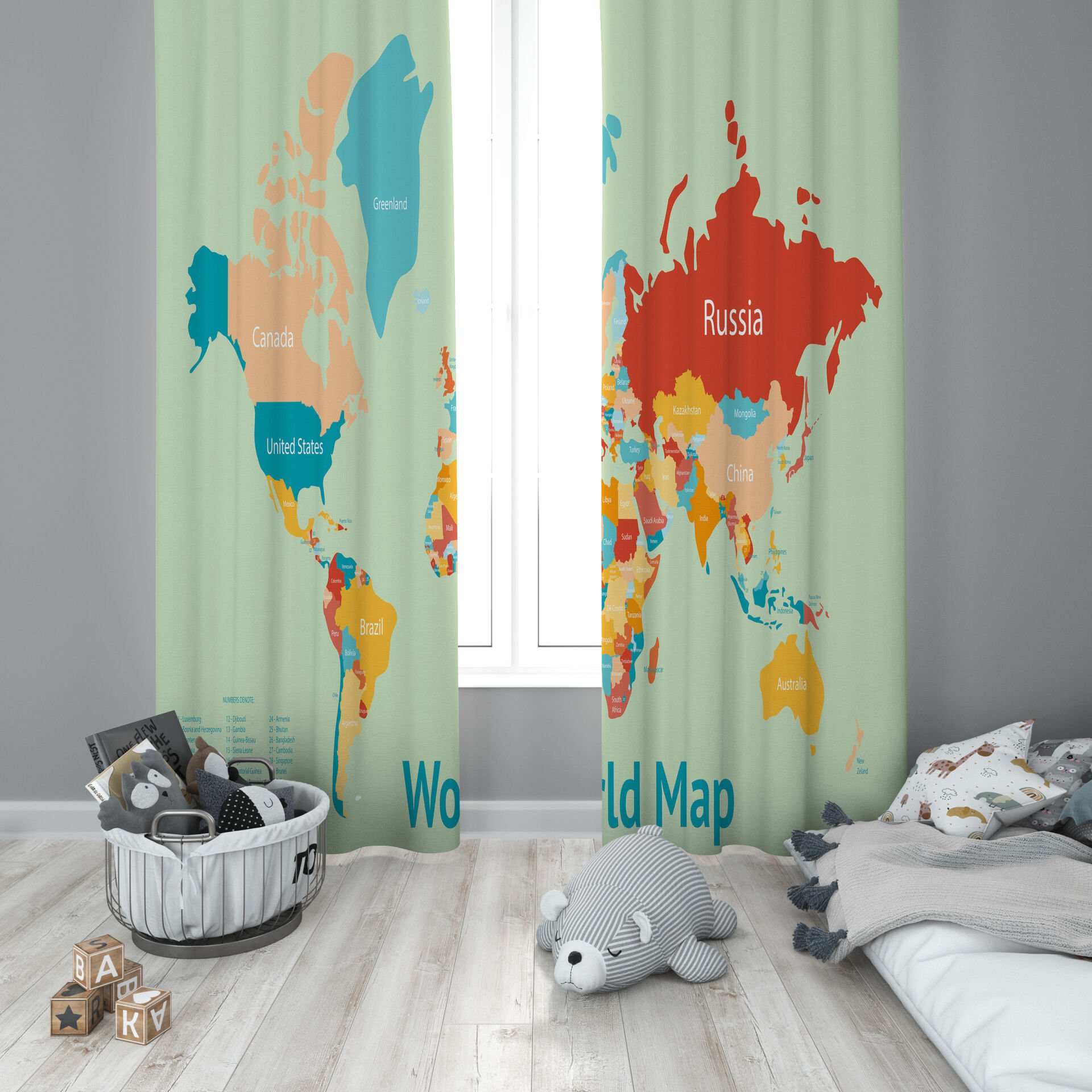 Dijital Baskı Çift Kanat Çocuk Odası Fon Perde