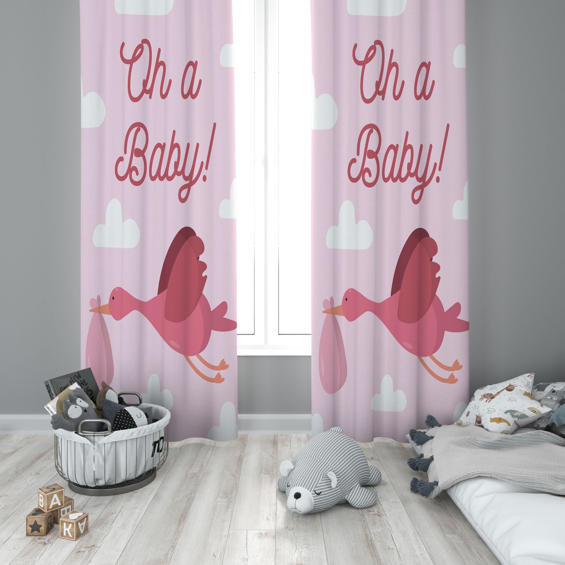 Dijital Baskı Çift Kanat Çocuk Odası Fon Perde