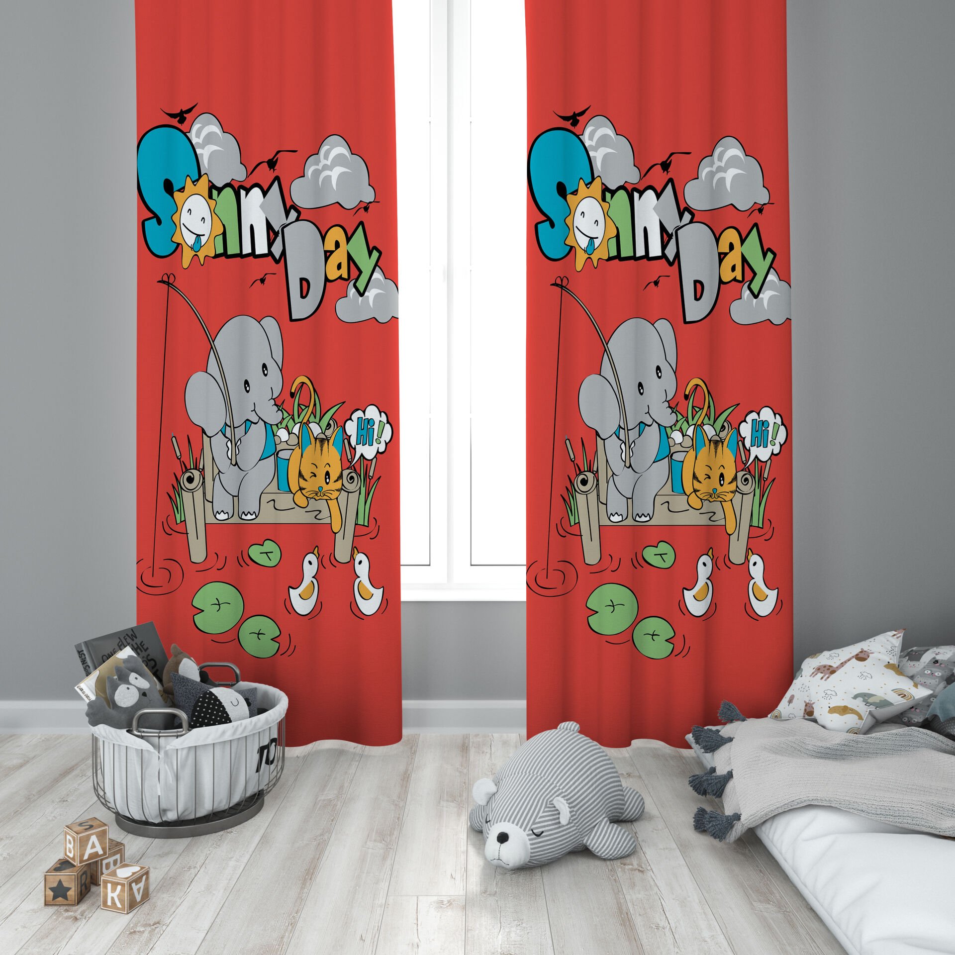 Dijital Baskı Çift Kanat Çocuk Odası Fon Perde