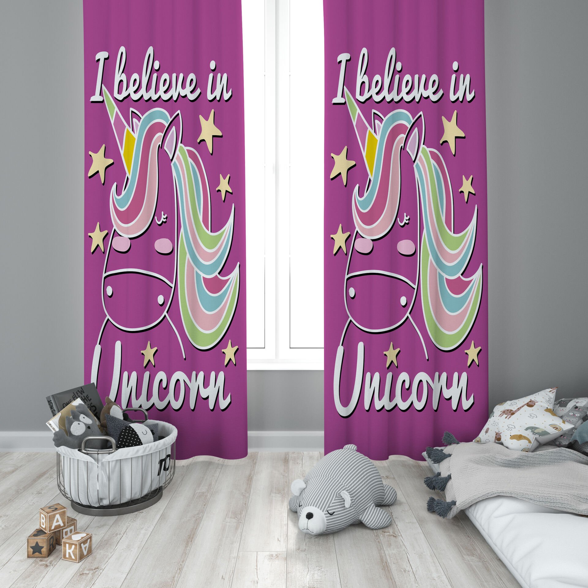 Dijital Baskı Çift Kanat Çocuk Odası Fon Perde