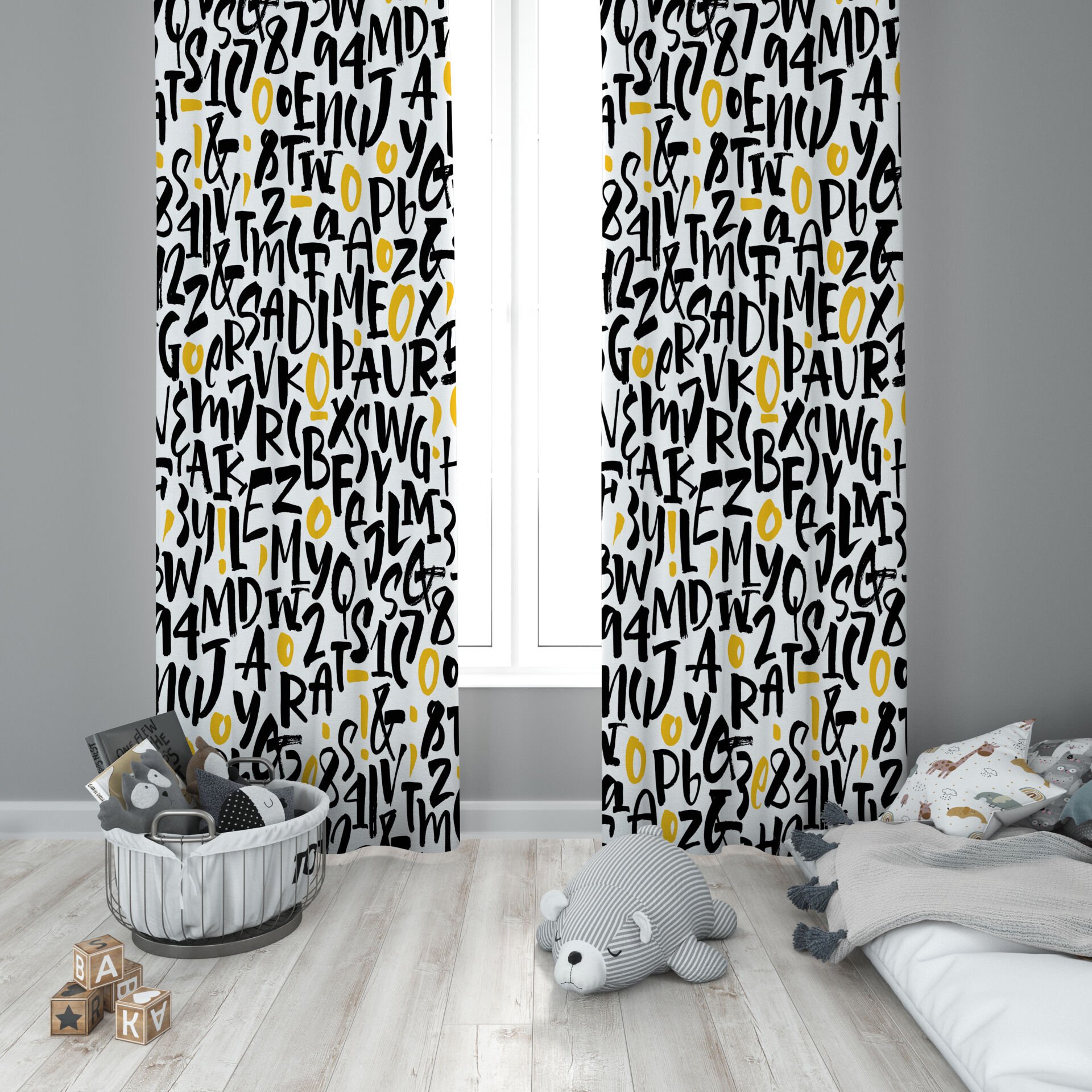 Dijital Baskı Çift Kanat Çocuk Odası Fon Perde