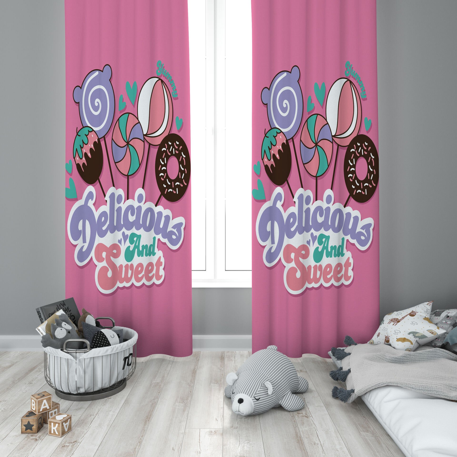 Dijital Baskı Çift Kanat Çocuk Odası Fon Perde