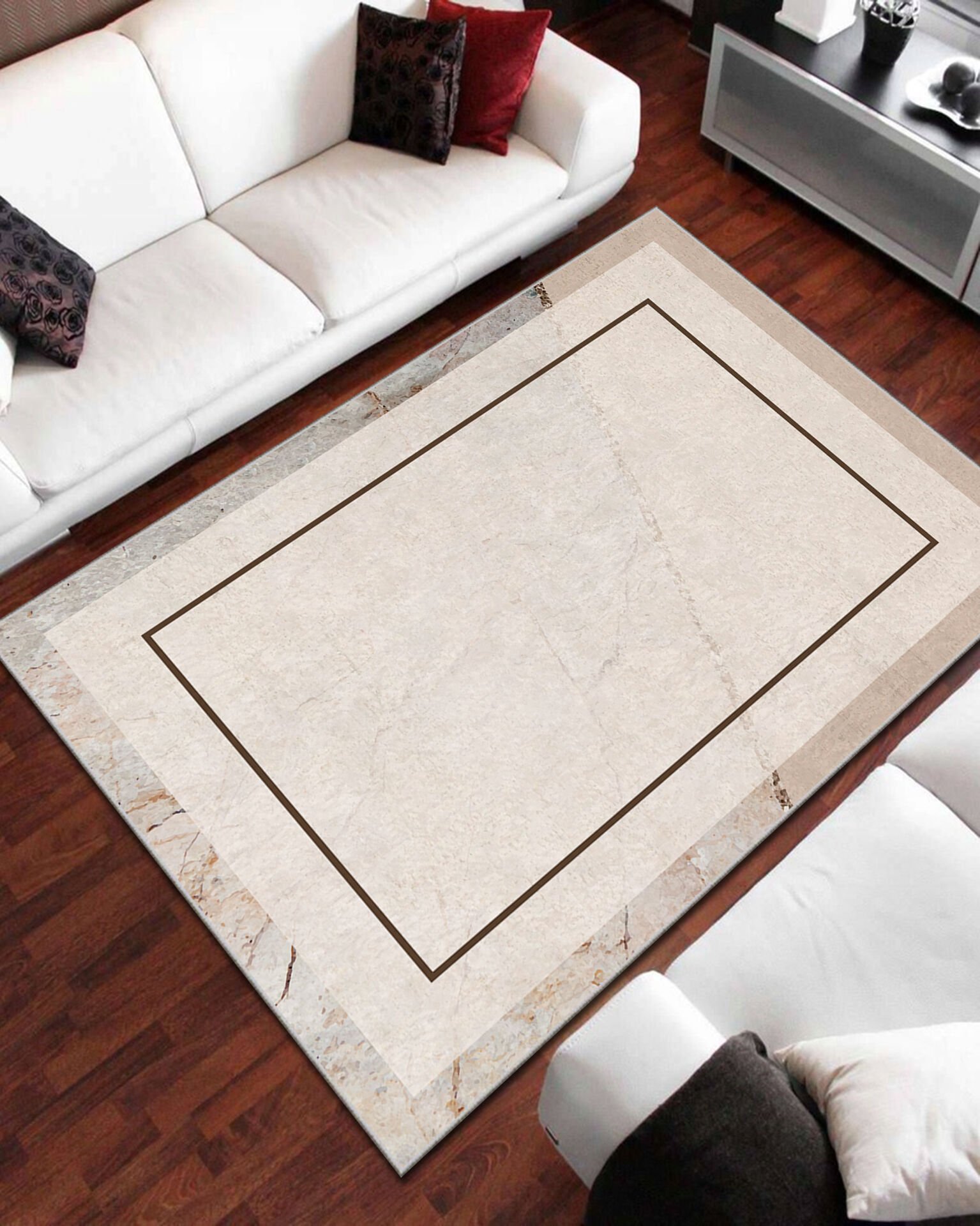 Modern Beyaz Salon Halısı