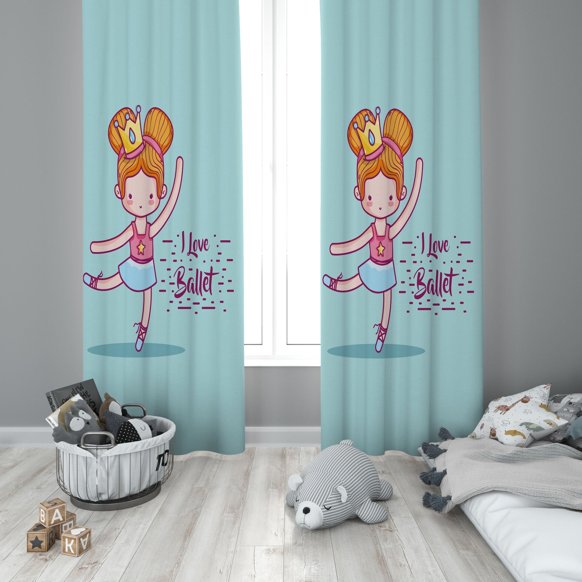 Dijital Baskı Çift Kanat Çocuk Odası Fon Perde