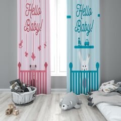 Dijital Baskı Çift Kanat Çocuk Odası Fon Perde