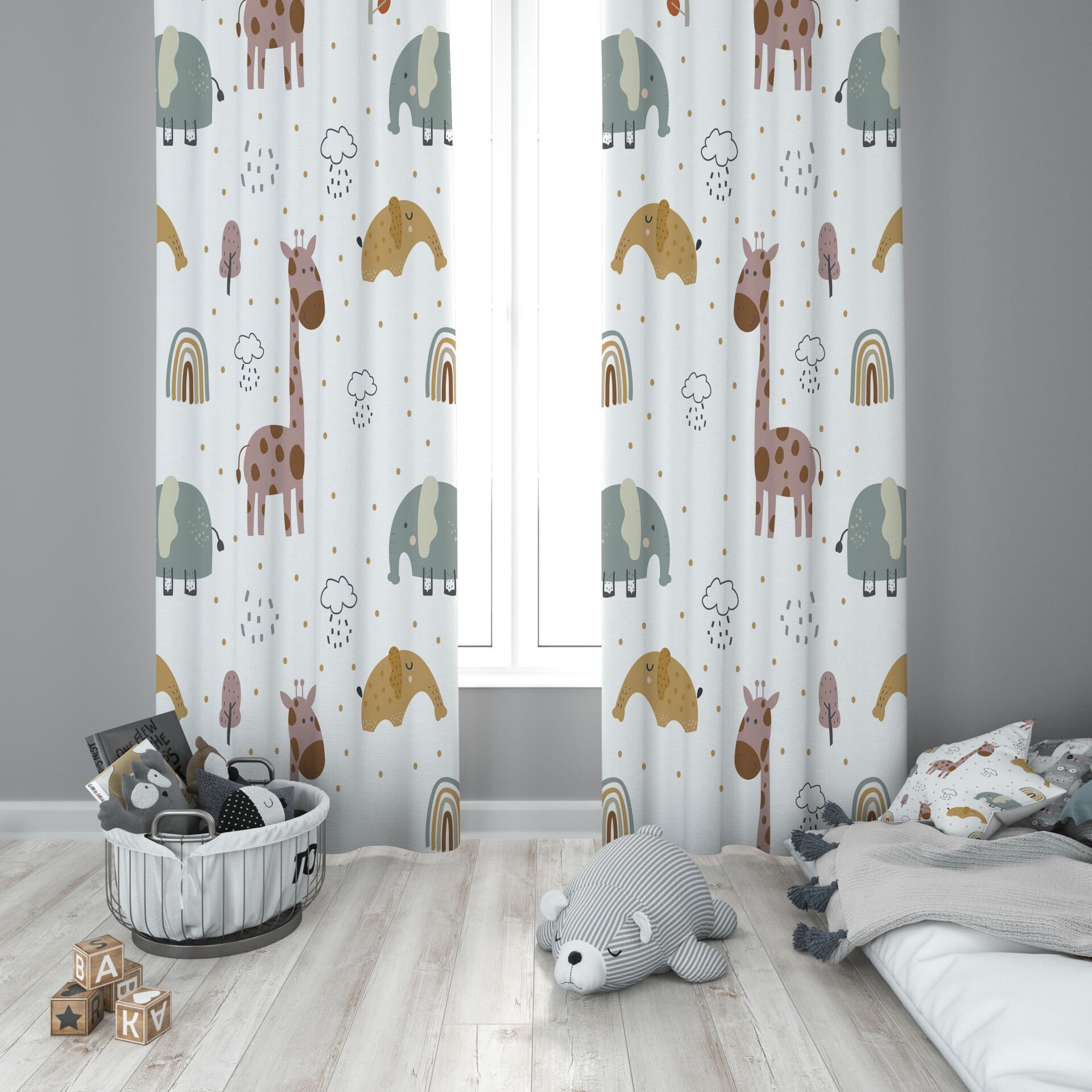 Dijital Baskı Çift Kanat Çocuk Odası Fon Perde