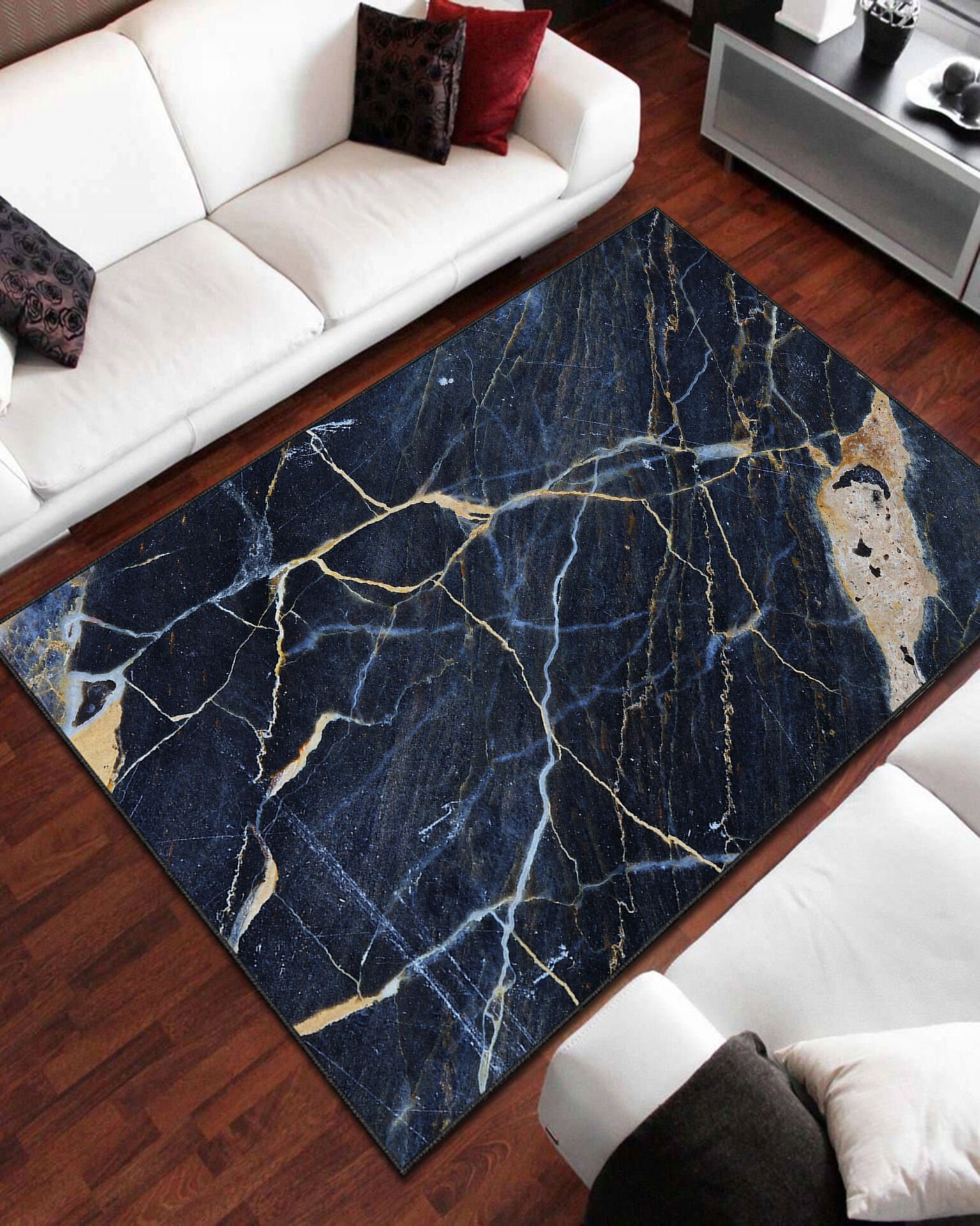 Modern Lacivert Mermer Salon Halısı