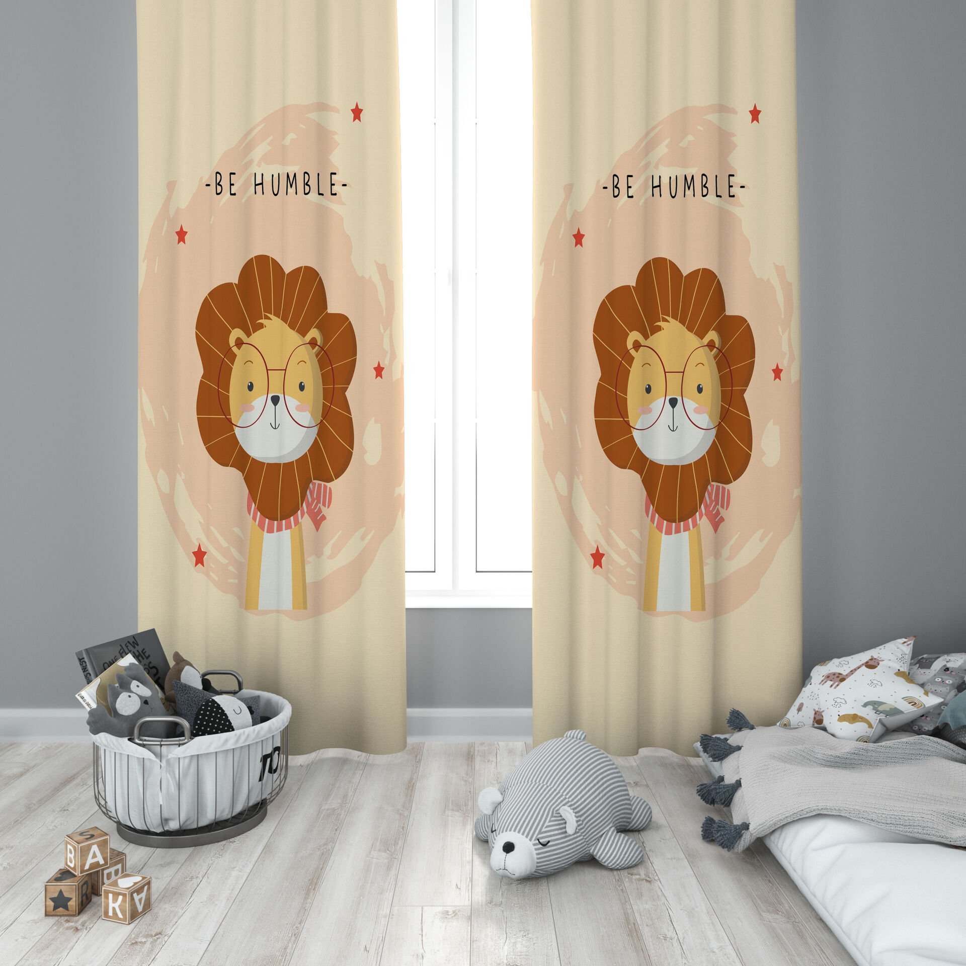 Dijital Baskı Çift Kanat Çocuk Odası Fon Perde