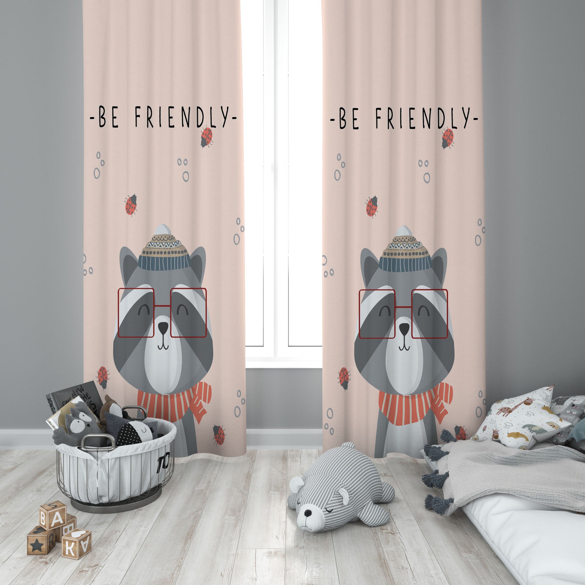 Dijital Baskı Çift Kanat Çocuk Odası Fon Perde