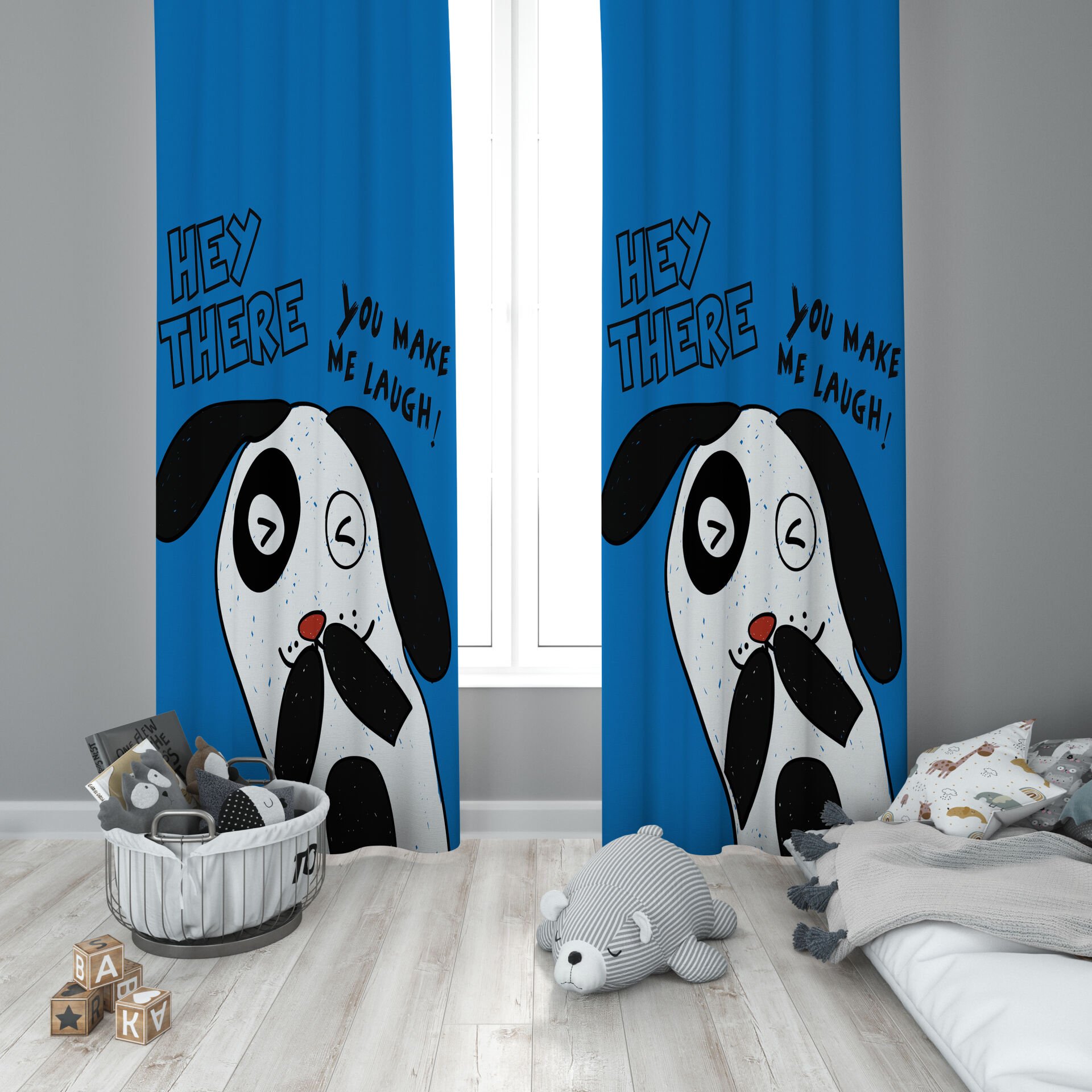 Dijital Baskı Çift Kanat Çocuk Odası Fon Perde