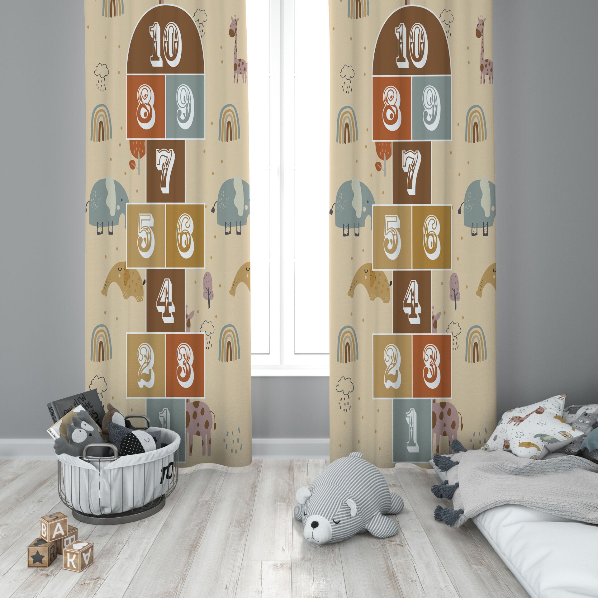 Dijital Baskı Çift Kanat Çocuk Odası Fon Perde