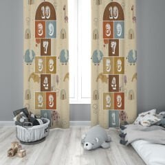 Dijital Baskı Çift Kanat Çocuk Odası Fon Perde