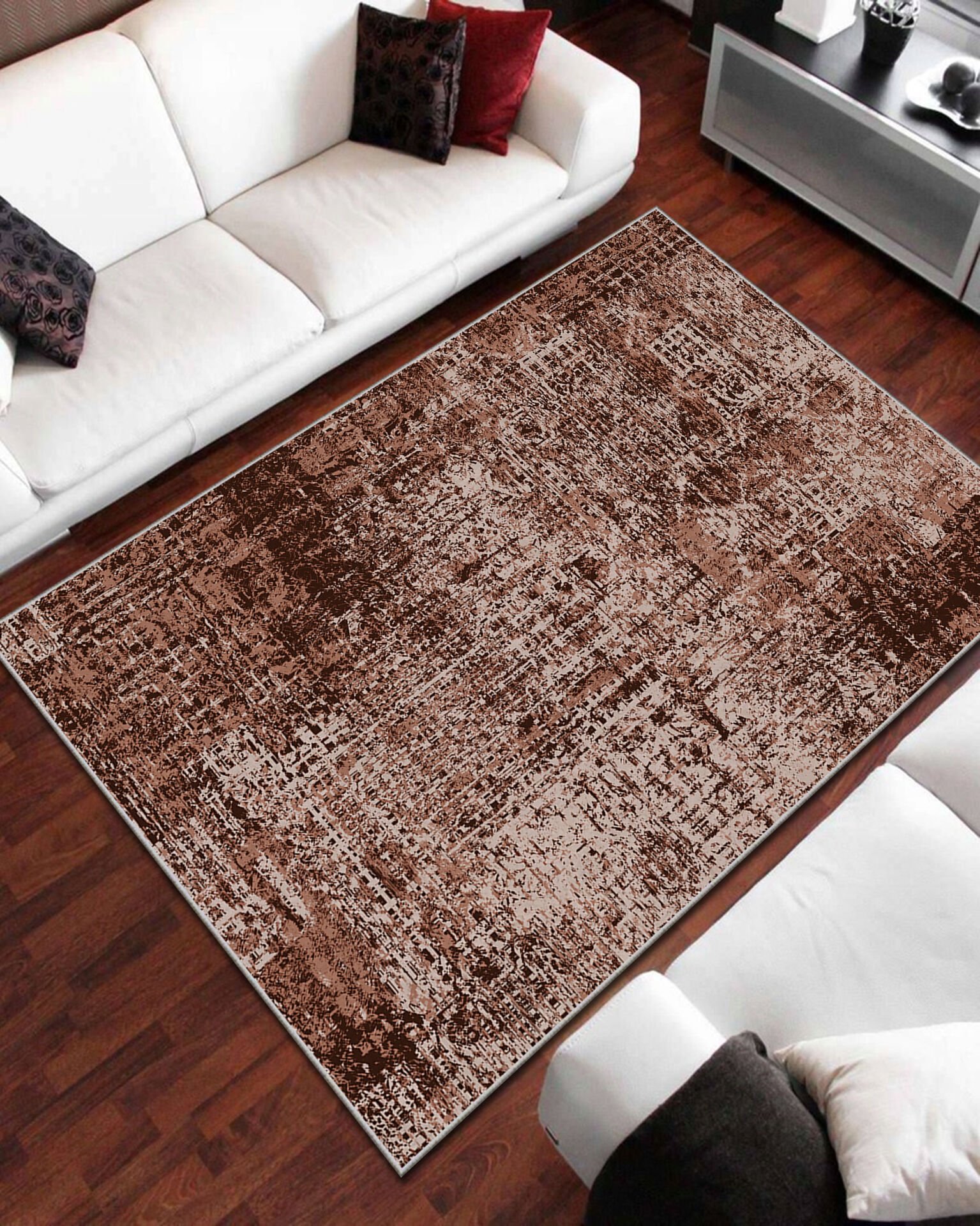 Kahverengi Motifli Salon Halısı