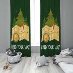 Dijital Baskı Çift Kanat Çocuk Odası Fon Perde