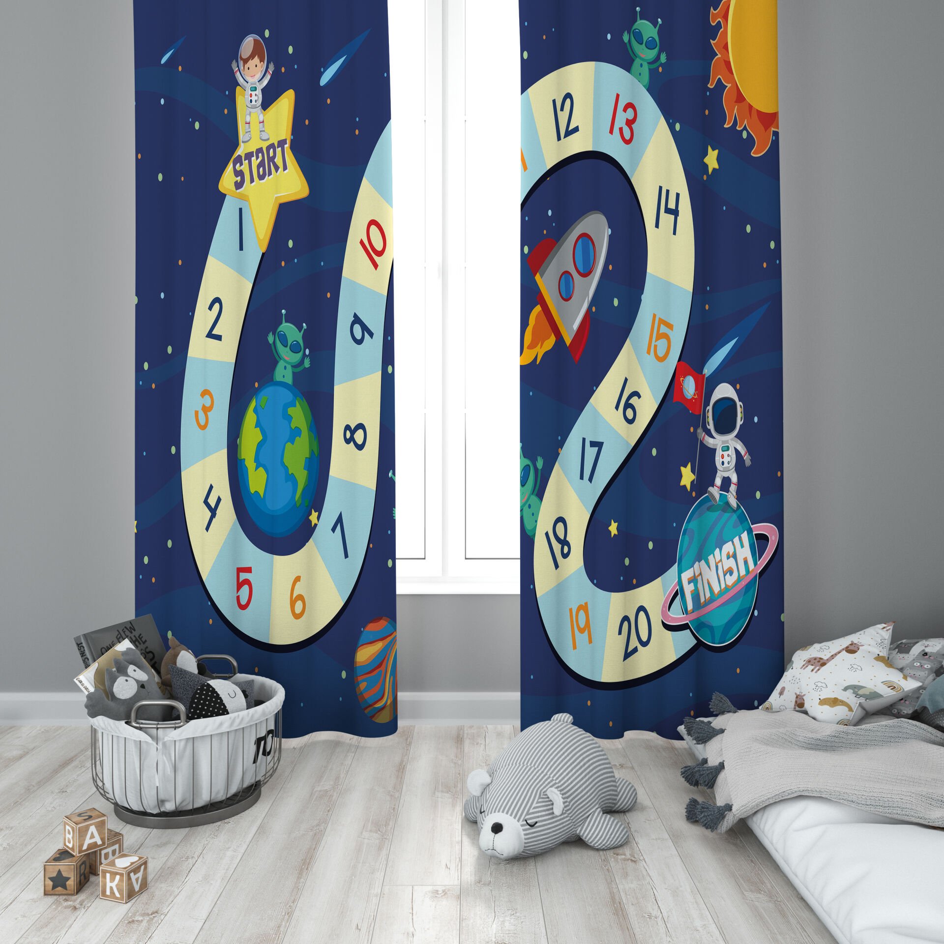 Dijital Baskı Çift Kanat Çocuk Odası Fon Perde