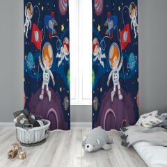 Dijital Baskı Çift Kanat Çocuk Odası Fon Perde