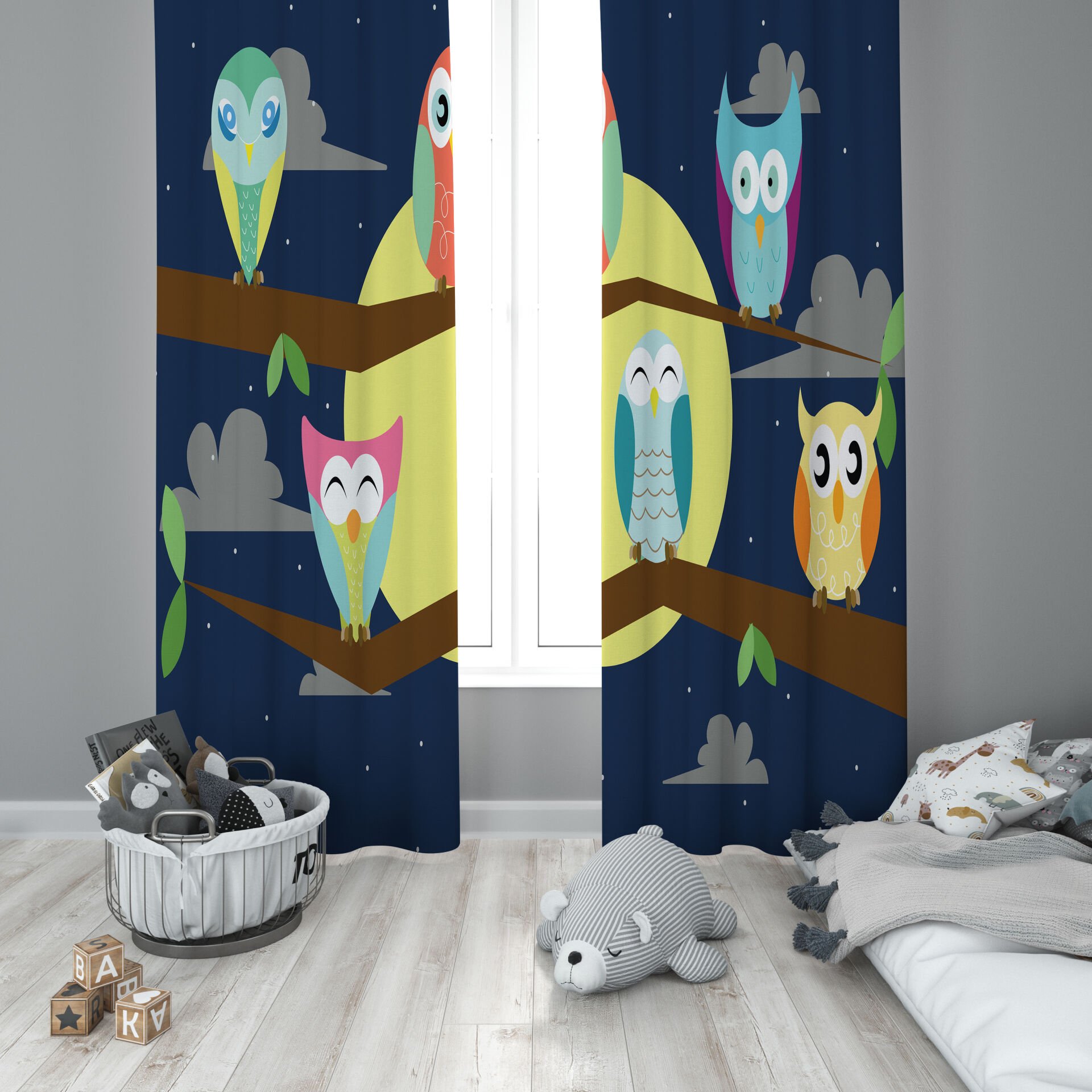 Dijital Baskı Çift Kanat Çocuk Odası Fon Perde