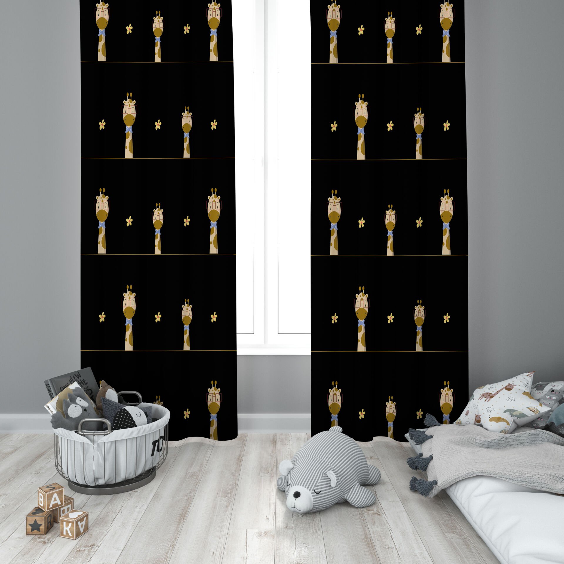 Dijital Baskı Çift Kanat Çocuk Odası Fon Perde