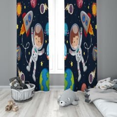 Dijital Baskı Çift Kanat Çocuk Odası Fon Perde