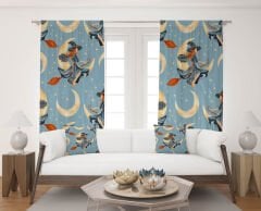 Dijital Baskı Çift Kanat Fon Perde