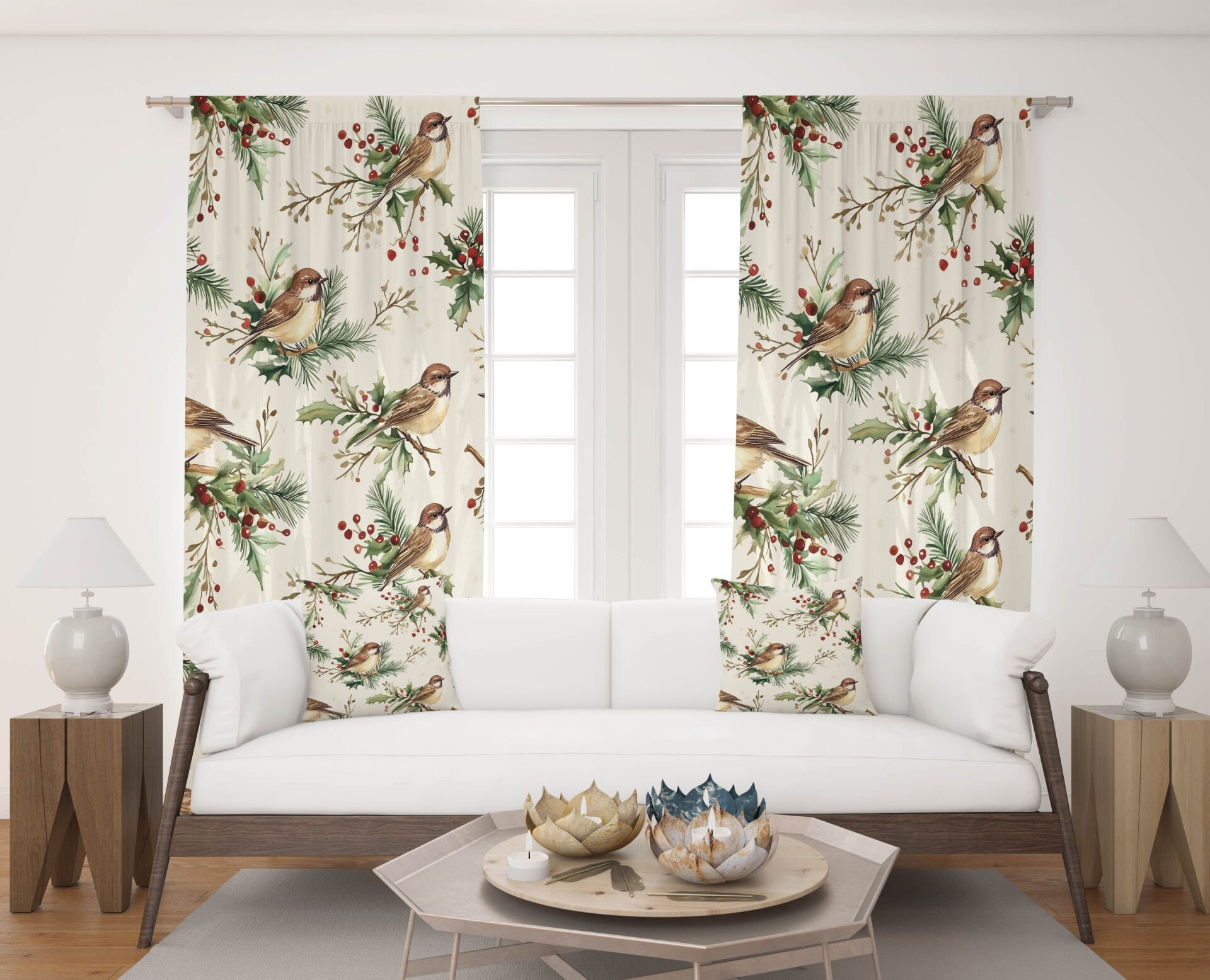 Dijital Baskı Çift Kanat Fon Perde