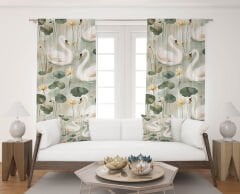 Dijital Baskı Çift Kanat Fon Perde